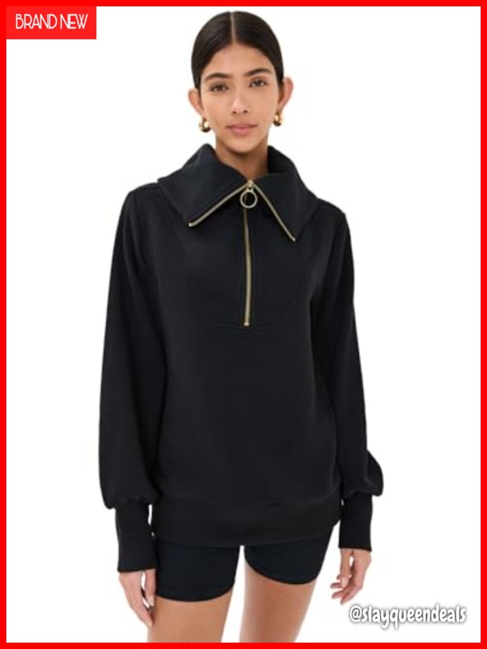 Heavyweight Ribbed Knit Pullover with Bishop Sleeves